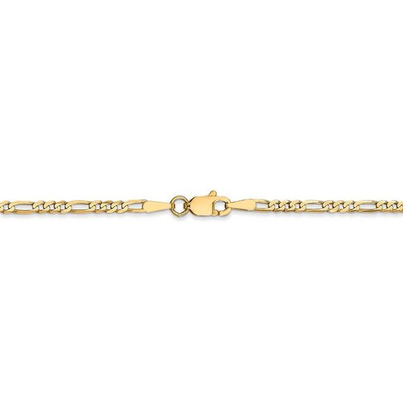 2.25mm, 14k Yellow Gold, Flat Figaro Chain Necklace, 28 Inch